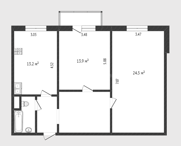 2-к квартира, 71 кв.м., улица Малыгина, 8