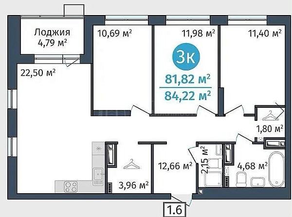 3-к квартира, 83 кв.м., Краснооктябрьская улица, 8