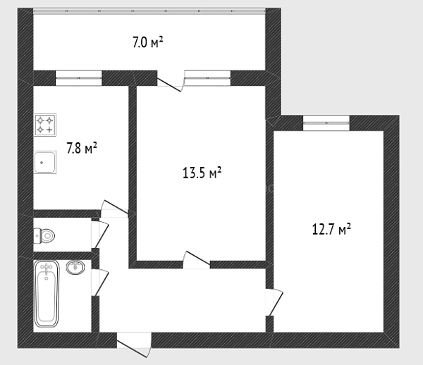 2-к квартира, 44 кв.м., улица Самарцева, 40