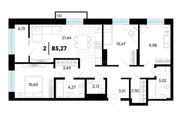 3-к квартира в новостройке, 85 кв.м., ул Малышева,  31, корпус 1