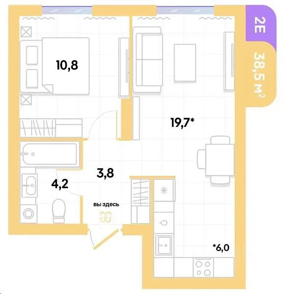1-к квартира, 38 кв.м., улица Республики, 204к7