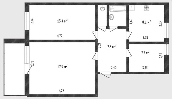 3-к квартира, 66 кв.м., микрорайон Антипино, улица Александра Пушкина, 2