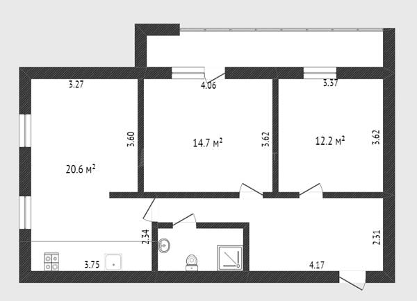 2-к квартира, 67 кв.м., улица Мельникайте, 129/1