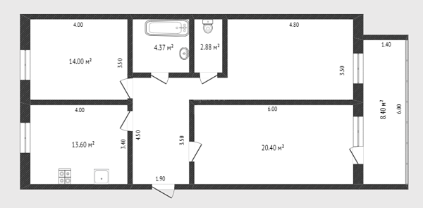 3-к квартира, 81 кв.м., улица Мельникайте, 142А