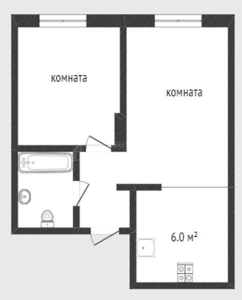 1-к квартира, 38 кв.м., улица Республики, 204к11