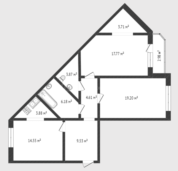 2-к квартира, 83 кв.м., улица Созидателей, 11