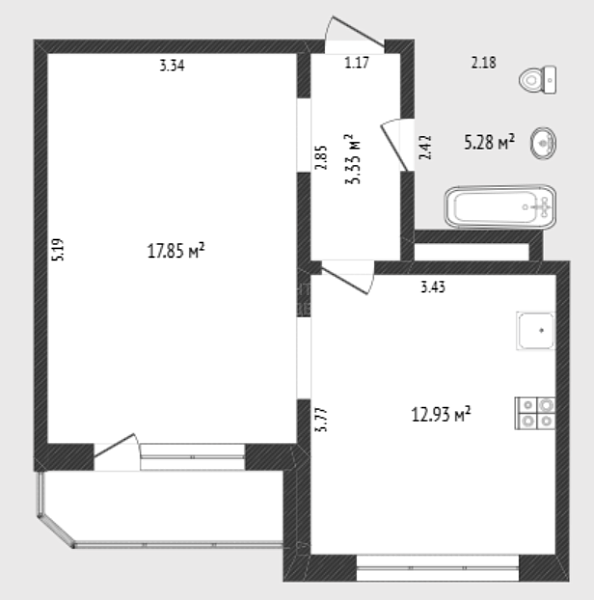 1-к квартира, 39 кв.м., улица Монтажников, 40