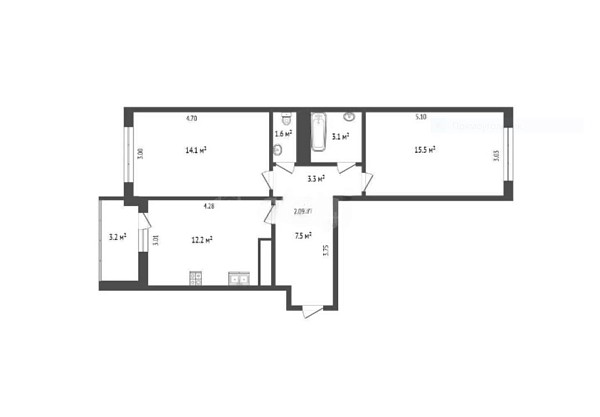 2-к квартира, 57 кв.м., улица Николая Зелинского, 23/1