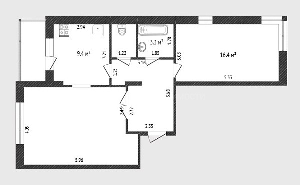 2-к квартира, 63 кв.м., улица Федюнинского, 30к3