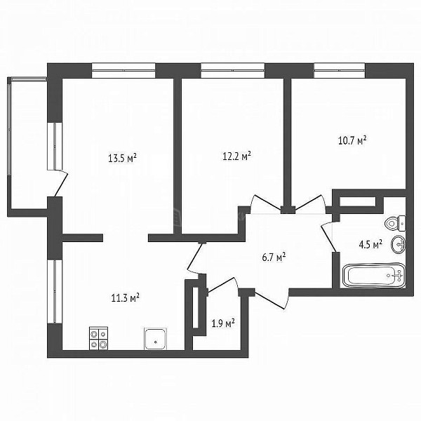 3-к квартира, 60 кв.м., улица Сергея Джанбровского, 11