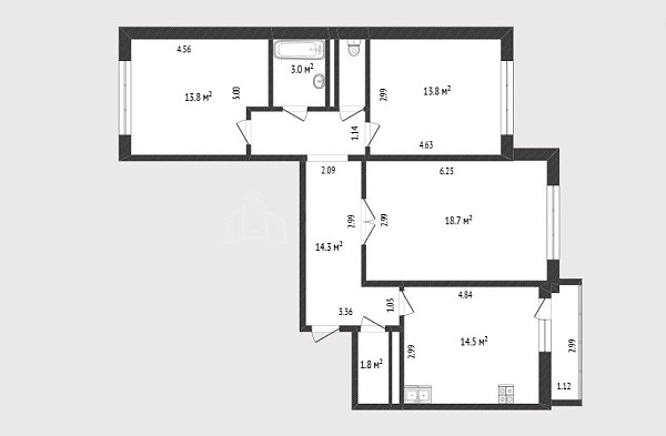 3-к квартира, 81 кв.м., улица Николая Зелинского, 17