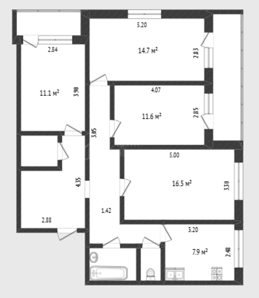 4-к квартира, 88 кв.м., улица 30 лет Победы, 138