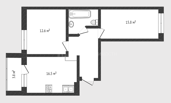 2-к квартира, 59 кв.м., улица Тимофея Чаркова, 81