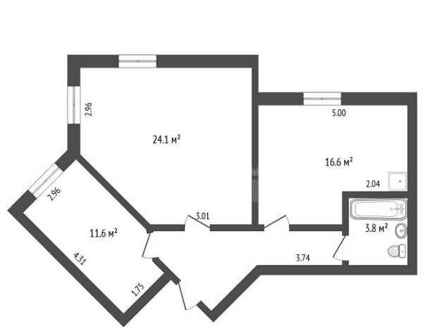 2-к квартира, 68 кв.м., улица Новосёлов, 96