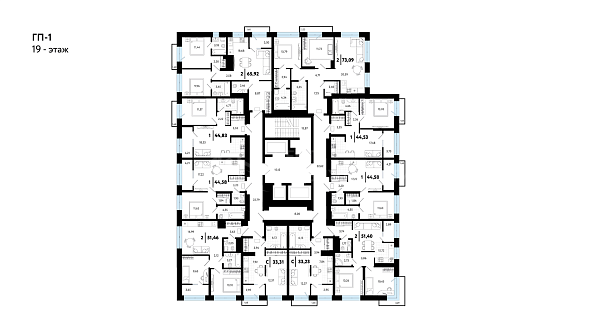 2-к квартира в новостройке, 65 кв.м.