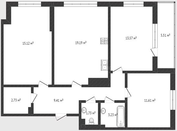 3-к квартира, 86 кв.м., Краснооктябрьская улица, 14