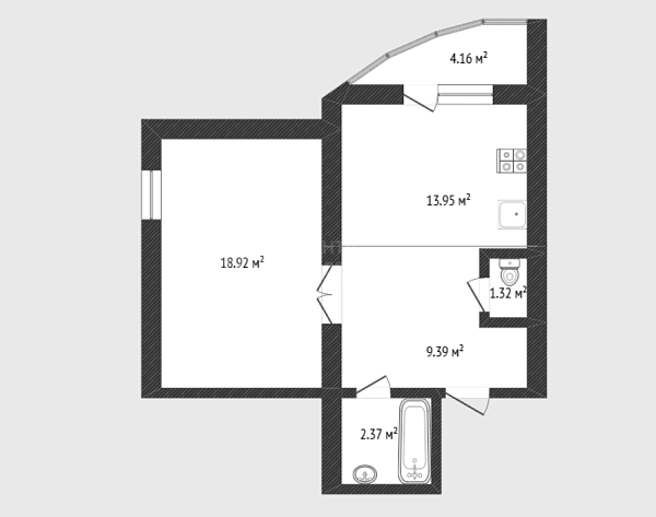 1-к квартира, 45 кв.м., Транспортная улица, 82