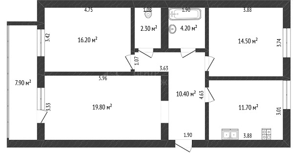 3-к квартира, 95 кв.м., улица Василия Гольцова, 28
