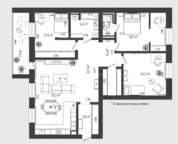 3-к квартира, 115 кв.м., улица Тимофея Кармацкого, 9к1 3-к квартира, 115 кв.м., улица Тимофея Кармацкого, 9к1
