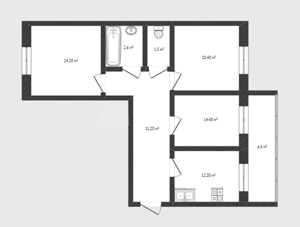 3-к квартира, 66 кв.м., улица Газовиков, 25к1