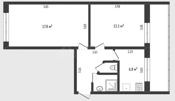 2-к квартира, 45 кв.м., микрорайон Антипино, улица Ивана Крылова, 21Г
