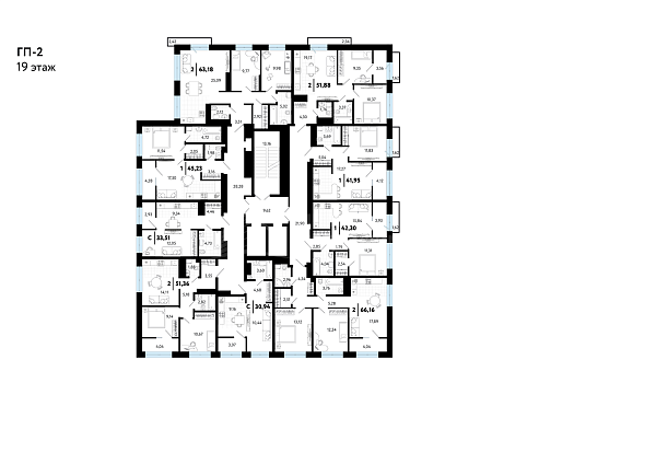 2-к квартира в новостройке, 52 кв.м.