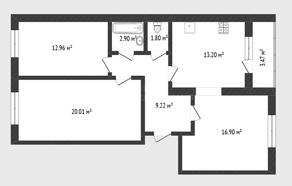 3-к квартира, 76 кв.м., улица Червишевский Тракт, 45к3