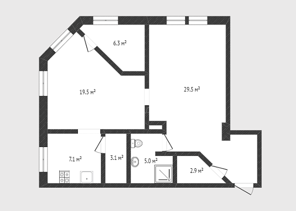 2-к квартира, 75 кв.м., улица Максима Горького, 39