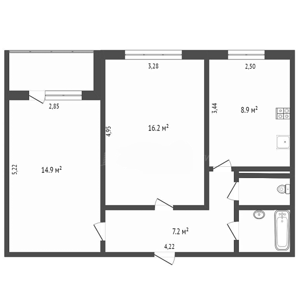 2-к квартира, 53 кв.м., улица Домостроителей, 16к3
