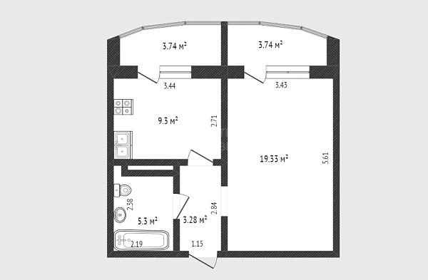 1-к квартира, 37 кв.м., улица Монтажников, 38