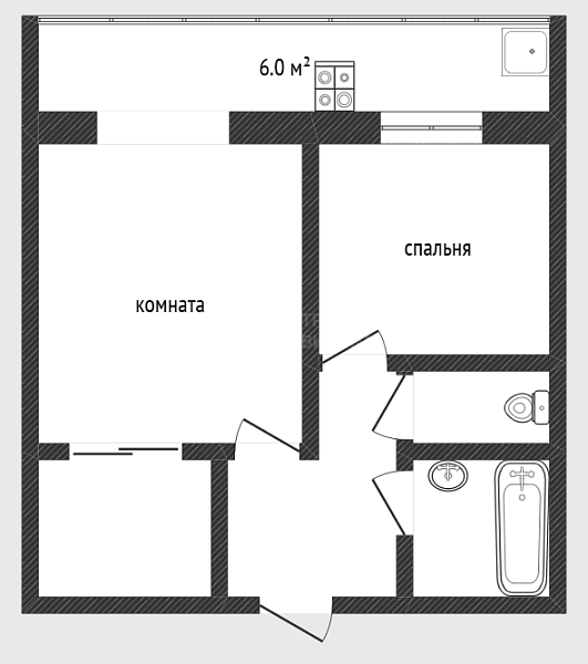 2-к квартира, 30 кв.м., улица Муравленко, 15 2-к квартира, 30 кв.м., улица Муравленко, 15