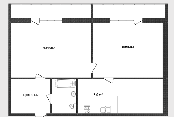 2-к квартира, 29 кв.м., улица Бабарынка, 16Б