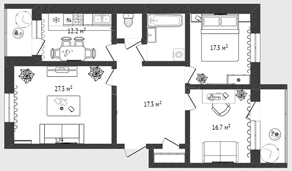 3-к квартира, 102 кв.м., Ямская улица, 77к3