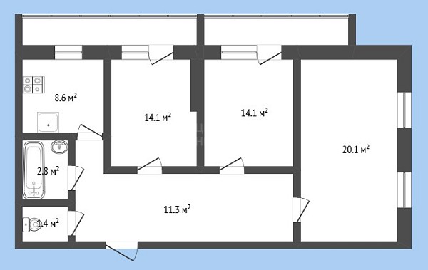 3-к квартира, 79 кв.м., улица Салтыкова-Щедрина, 58