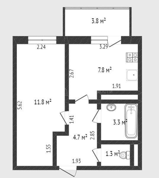 1-к квартира, 28 кв.м., улица Пермякова, 83