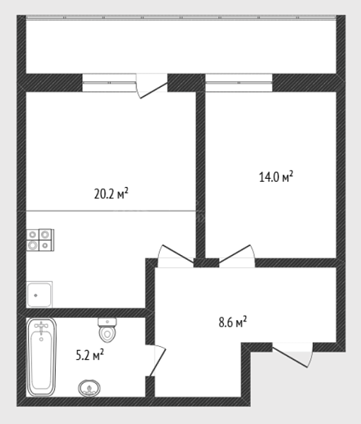 1-к квартира, 47 кв.м., улица Андрея Бушуева, 2