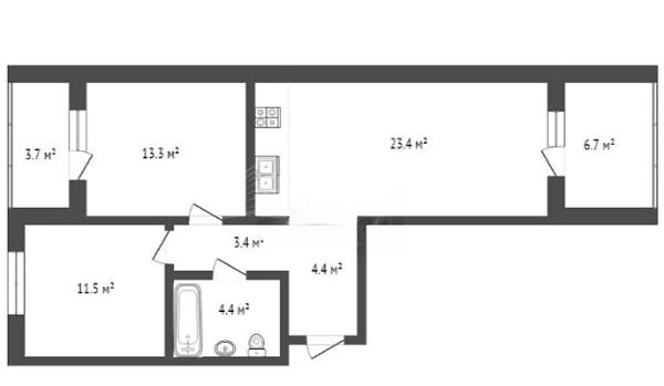 2-к квартира, 60 кв.м., Бульварная улица, 9