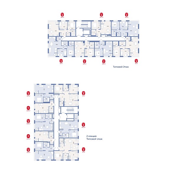 2-к квартира в новостройке, 59 кв.м.