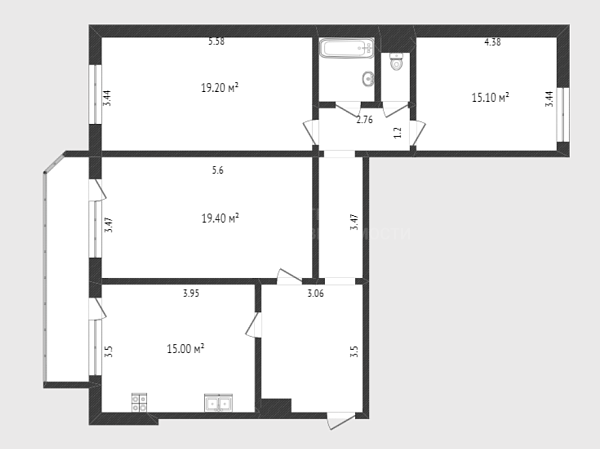 3-к квартира, 93 кв.м., улица Энергетиков, 53к1