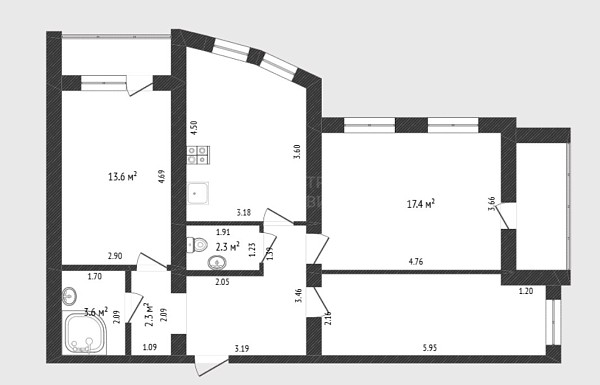 3-к квартира, 78 кв.м., улица Московский Тракт, 88