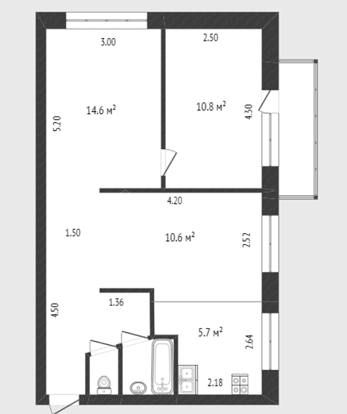 2-к квартира, 53 кв.м., микрорайон Тарманы, улица Малышева, 2