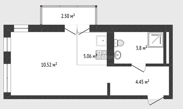 Студия, 24 кв.м., улица Газовиков, 38к2