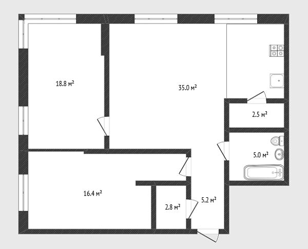 2-к квартира, 85 кв.м., улица Мельникайте, 30к2