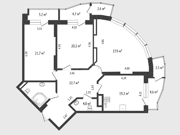 3-к квартира, 121 кв.м., улица Малыгина, 90