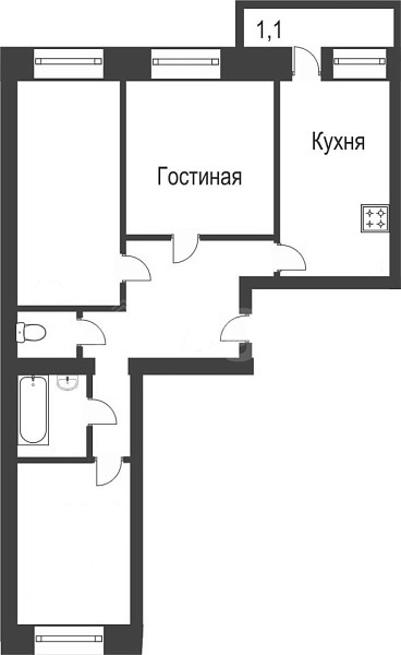 3-к квартира, 53 кв.м., микрорайон Мелиораторов, улица Голышева, 2к3