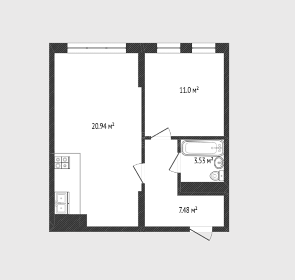 1-к квартира, 42 кв.м., улица Ивана Чистякова, 3