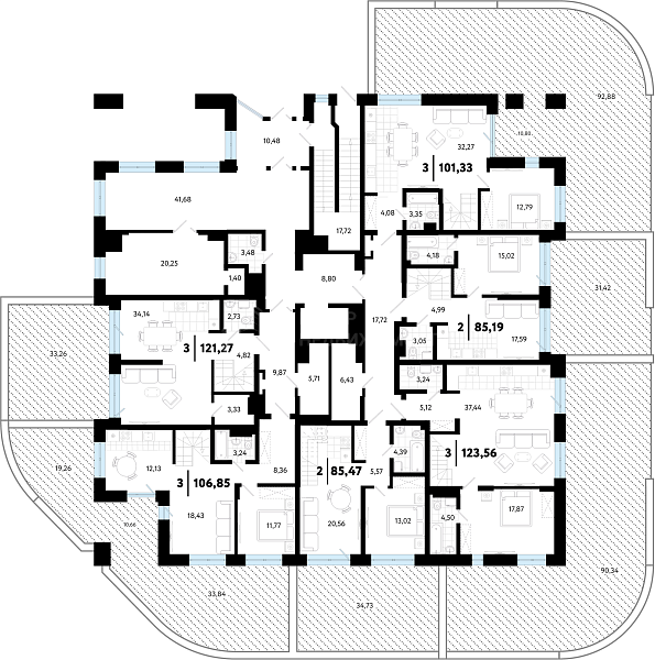 2-к квартира в новостройке, 85 кв.м.