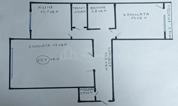 2-к квартира, 55 кв.м., улица Федюнинского, 5