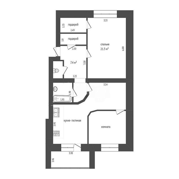 2-к квартира, 78 кв.м., Советская улица, 65к1