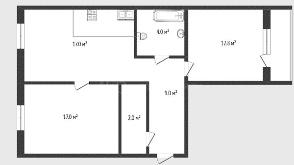2-к квартира, 61 кв.м., улица Революции, 228к1